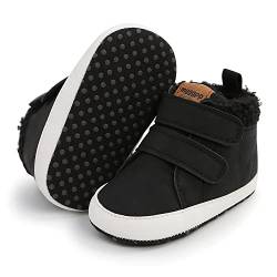 RVROVIC Baby Jungen Mädchen Anti-Rutsch-Sneakers Soft Ankle Stiefel Kleinkind erste Wanderer Neugeborenen Krippe Schuhe (0-6 Monate, 1-Schwarz) von RVROVIC