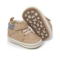 RVROVIC Baby Jungen Mädchen Anti-Rutsch-Sneakers Soft Ankle Stiefel Kleinkind erste Wanderer Neugeborenen Krippe Schuhe (0-6 Monate, 2-Khaki) von RVROVIC