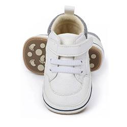 RVROVIC Baby Jungen Mädchen Anti-Rutsch-Sneakers Soft Ankle Stiefel Kleinkind erste Wanderer Neugeborenen Krippe Schuhe (12-18 Monate, 1-Weiß) von RVROVIC