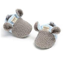 RVROVIC Baby Jungen Mädchen Kuschelige Fleece-Stiefel mit rutschfestem Boden Warme Wintersocken Hausschuhe(1-Grau,12-18 Monate) von RVROVIC
