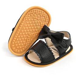 RVROVIC Baby Jungen Mädchen Sandalen Weiche Sohle Sommer Schuhe Leicht Bowknoten Kleinkind Outdoor Walking Schuhe(12-18 Monate,1-Schwarz) von RVROVIC