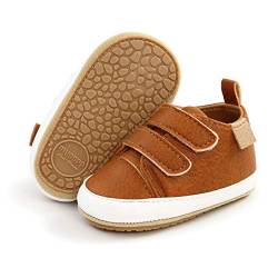 RVROVIC Baby Jungen Mädchen Sneaker Anti-Rutsch Oxford Loafer Flats Säugling Kleinkind PU Leder Weiche Sohle Baby Schuhe(0-6 Monate,3-Braun) von RVROVIC