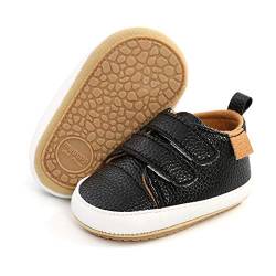 RVROVIC Baby Jungen Mädchen Sneaker Anti-Rutsch Oxford Loafer Flats Säugling Kleinkind PU Leder Weiche Sohle Baby Schuhe(0-6 Monate,3-Schwarz) von RVROVIC
