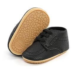RVROVIC Baby Jungen Mädchen Sneaker Anti-Rutsch Oxford Loafer Flats Säugling Kleinkind PU Leder Weiche Sohle Baby Schuhe(0-6 Monate,5-Schwarz) von RVROVIC
