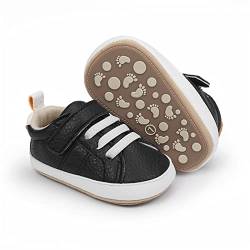 RVROVIC Baby Jungen Mädchen Sneaker Anti-Rutsch Oxford Loafer Flats Säugling Kleinkind PU Leder Weiche Sohle Baby Schuhe(12-18 Monate,4-Schwarz) von RVROVIC