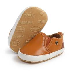 RVROVIC Baby Jungen Mädchen Sneaker Anti-Rutsch Oxford Loafer Flats Säugling Kleinkind PU Leder Weiche Sohle Baby Schuhe(12-18 Monate,6-Braun) von RVROVIC