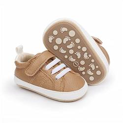 RVROVIC Baby Jungen Mädchen Sneaker Anti-Rutsch Oxford Loafer Flats Säugling Kleinkind PU Leder Weiche Sohle Baby Schuhe(6-12 Monate,4-Braun) von RVROVIC