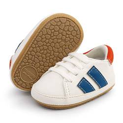 RVROVIC Baby Jungen Mädchen Sneaker Anti-Rutsch Oxford Loafer Flats Säugling Kleinkind PU Leder Weiche Sohle Baby Schuhe, Blau - 2 Weiß Blau - Größe: 12-18 Monate von RVROVIC