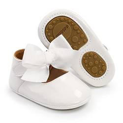 RVROVIC Baby Mädchen Mokassins Säugling Prinzessin Glitzern Premium Leichte weiche Sohle Prewalker Kleinkind Mädchen Schuhe(0-6 Monate,3-Weiß) von RVROVIC
