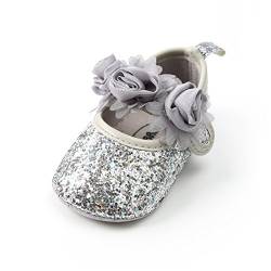 RVROVIC Baby Mädchen Mokassins Säugling Prinzessin Glitzern Premium Leichte weiche Sohle Prewalker Kleinkind Mädchen Schuhe(0-6 Monate,7-Silber) von RVROVIC
