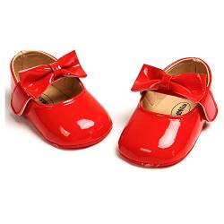 RVROVIC Baby Mädchen Mokassins Säugling Prinzessin Glitzern Premium Leichte weiche Sohle Prewalker Kleinkind Mädchen Schuhe(12-18 Monate,2-Rot) von RVROVIC