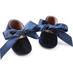 RVROVIC Baby Mädchen Mokassins Säugling Prinzessin Glitzern Premium Leichte weiche Sohle Prewalker Kleinkind Mädchen Schuhe(12-18 Monate,4-Navy Blau) von RVROVIC