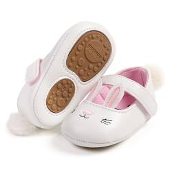 RVROVIC Baby Mädchen Mokassins Säugling Prinzessin Glitzern Premium Leichte weiche Sohle Prewalker Kleinkind Mädchen Schuhe(12-18 Monate,8-Rabbit Weiß) von RVROVIC
