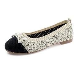 RVROVIC Damen Ballerinas Slip On Knit Kleid Schuhe Pumps Schuhe Runde Zehe Frauen Flach von RVROVIC