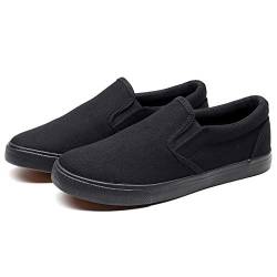 RVROVIC Damen Canvas Slip-On Sneakers Weiche Wanderschuhe Flache Loafer mit Gummisohle（Alles Schwarz,37.5 EU von RVROVIC