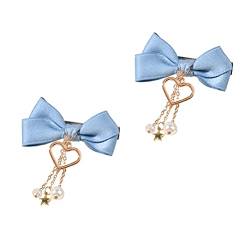 2pcs Bow Hair Clips French Snap Hair Barrettes Small Ribbon Hairpin for Girls Teens Toddlers Kids Women Hair Accessories Blue von RVUEM