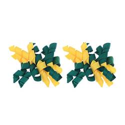 2pcs Kids Hair Clips Colored Barrettes with Twisted Fabric Ornament Hair Accessories for Girls Toddlers Kids Women(Blackish Green and Yellow) von RVUEM