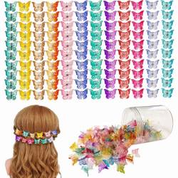 RVUEM 120 PCS Butterfly Hair Clips, Butterfly Clips for Hair, 90s Girls Butterfly Clips, Mini Hair Claw Clips, Cute Clips Jelly Hair Accessories for Girls and Women with Box Packaged, 12 Assorted von RVUEM