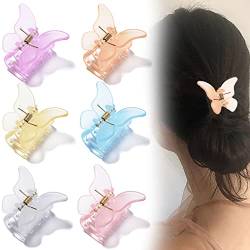 RVUEM 6PCS Butterfly Hair Claw Clip, Butterfly Claw Hair Clips for Women Girls Small Nonslip Butterfly Jaw Clips for Thick Hair and Strong Hold Hair TypeB von RVUEM