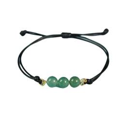 RWGSNB Natürliche Aventurin-Stein-Armbänder, Handgefertigtes Geflochtenes Lederarmband, Perlen-Energie-Edelstein-Armreifen, Freundschaftsarmbänder, Schmuck Für Frauen Und Männer von RWGSNB