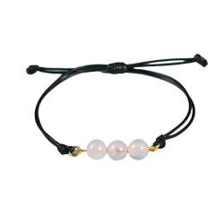 RWGSNB Natürliche Rosa Quarzstein-Armbänder, Handgefertigtes Geflochtenes Lederarmband, Perlen-Energie-Edelstein-Armreifen, Freundschaftsarmbänder, Schmuck Für Frauen Und Männer von RWGSNB