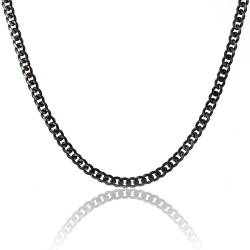 RWQIAN Edelstahl Klassische Kette Herren Schwarz 6mm Panzerkette Männer Link Chain Cuban Kette 46CM Hip-Hop Halskette von RWQIAN