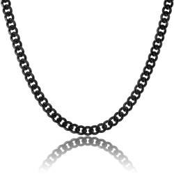 RWQIAN Edelstahl Klassische Kette Herren Schwarz 9mm Panzerkette Männer Link Chain Cuban Kette 55CM Hip-Hop Halskette von RWQIAN