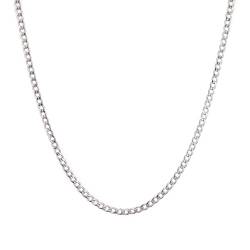 RWQIAN Edelstahl Klassische Kette Herren Silber 3mm Panzerkette Männer Link Chain Cuban Kette 55CM Hip-Hop Halskette von RWQIAN