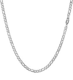 RWQIAN Figarokette Silber Figaro Kette 51cm Edelstahl Halskette Figaro Schmuck Hip Hop Kette Herren Damen von RWQIAN