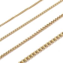 RWQIAN Herren Edelstahl Kette Gold 50CM Venezianierkette Männer Briolette Kette Box Halskette Breite 2.5mm für Damen von RWQIAN