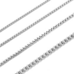 RWQIAN Herren Edelstahl Kette Silber 60CM Venezianierkette Männer Briolette Kette Box Halskette Breite 2.5mm für Damen von RWQIAN