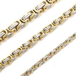 RWQIAN Herren Königskette Kette Gold 50CM Männer Wikinger Halskette Byzantinische Plattenkette Edelstahl 4mm von RWQIAN