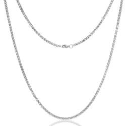 RWQIAN Kette Herren Silber Kordel Kette 18" Edelstahl Männer Weizen Halskette Twist von RWQIAN