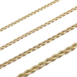 RWQIAN Kordelkette Herren goldkette Edelstahl verdrehte kette 3mm Damen Halskette 60CM von RWQIAN