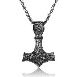 RWQIAN herren mjölnir kette thors hammer Schwarz anhänger hammerkette wikinger halskette 60cm männer wikinger schmuck von RWQIAN