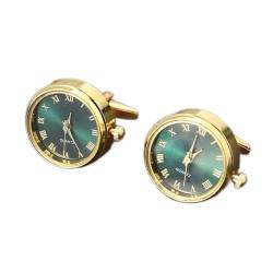 2X klassische Herren-Manschettenknöpfe mit Uhrwerk, französische Manschettenknöpfe für Hochzeitsbankettanzüge (Einheitsgröße A) von RWRAPS