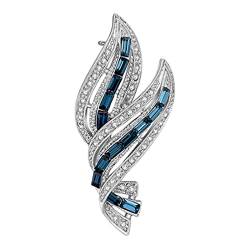 Brosche, glänzende Strass-Broschen, elegante Kragen-Clips für Damen, Schalnadel, Kragennadel, 2,1 x 4,9 cm/0,8 x 2 Brustnadeln, Anstecknadel (blau, 2,1 x 4,9 cm) von RWRAPS