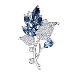 Brosche Strass-Corsage, hochwertige Broschen für Damen, Kragennadeln, handgefertigte Kragenklammern, Vintage-Schalnadel, Anstecknadel (blauer Diamant) von RWRAPS