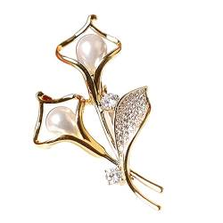 Broschen Kupfer Lilie Form Brosche Schal Dekor Zubehör Revers Pin Corsage Schal Pin Mode weiblich für Anzug Kragen Pin () von RWRAPS