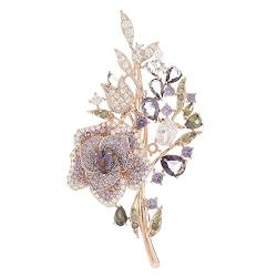 Broschen Legierung Lila Rosen Form Brosche für Mäntel Kragennadel Elegante Schalnadel Exquisite Kunst Corsage Dekorative Anstecknadel () von RWRAPS