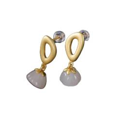 Einfache und exquisite Damenohrringe, Ohrringe aus S925-Silber mit eingelegter weißer Jade, weiße Ohrstecker für Damen, Damenschmuck, Geburtstagsgeschenk für Freundin von RWRAPS