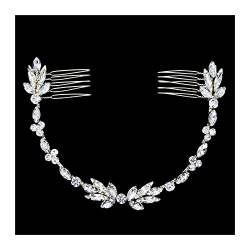 Hochzeits-Tiara, silberfarben, verkabelt, Kristall, Strass, Hochzeit, Haarkamm, Kette, Stirnband, Braut-Stirnband, Damen-Haarspange (Farbe: Silber) (Silber) von RWRAPS