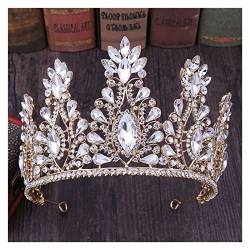 Kristall-Tiara-Krone, elegante Prinzessin-Krone, Tiara, weibliche Braut, Hochzeit (Farbe: Silberweiß, Größe: Krone) (goldene weiße Krone) von RWRAPS
