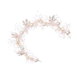 Strass-Tiara, Kristall-Perlen-Blumen-Stirnband, Brautkrone, juwelenbesetzte Hochzeits-Kopfbedeckungen, Prinzessin-Stirnband, Kammnadel für Hochzeitsfeier, Tiara (Farbe: Weiß) (Weiß) von RWRAPS