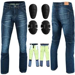 RXL Motorrad-Jeans Kevlar Herren Motorrad-Schutz-Denim-Hose, verstärkt, gepolstert, erhältlich in 2 Farben (blau, XL (W36 - L30)) von RXL