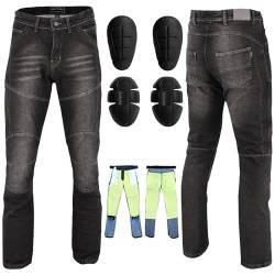 RXL Motorrad-Jeans Kevlar Herren Motorrad-Schutz-Denim-Hose, verstärkt, gepolstert, erhältlich in 2 Farben (schwarz, Größe 2XL (96,5 cm – 81,3 cm) von RXL