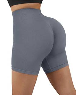 RXRXCOCO Damen Scrunch Butt High Waisted Push Up Kurze Sporthose Nahtlos Booty Gym Sport Shorts Laufhose Radlerhose Blau Size L von RXRXCOCO