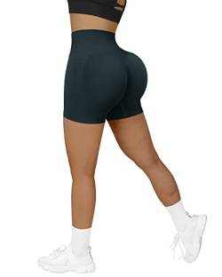 RXRXCOCO Damen Scrunch Butt Push Up Gym Sport Shorts Seamless Booty Kurze Sporthose Laufhose Radlerhose Dunkelgrün Size L von RXRXCOCO