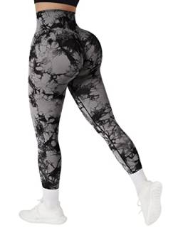 RXRXCOCO High Waist Sport Leggings Damen Lang Blickdicht Push Up Sporthose Scrunch Booty Gym Laufhose #1 Tie Dye（L） von RXRXCOCO