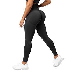 RXRXCOCO High Waist Sport Leggings Damen Lang Blickdicht Push Up Sporthose Scrunch Booty Gym Laufhose #2 Schwarz（L） von RXRXCOCO